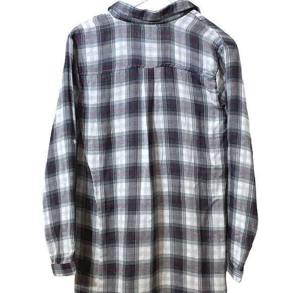 WET SEAL Plaid Tunic Top Small Black Check Lace up Long Shirt NWT - Picture 7 of 11